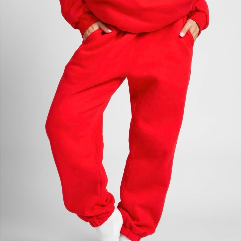 Women's Comfrt Travel Sweats | Red Hoodie and Sweatpants Set - Picture 3 of 7